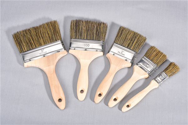 Mélanger 4 pouces Couleur Pure Christle Pure Moins Streaks Poignée en bois Brosse de peinture plate